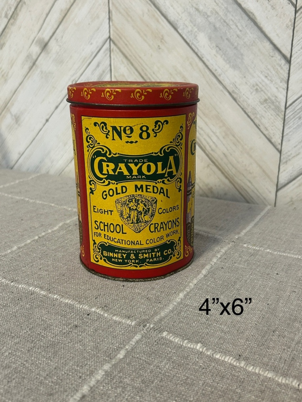 Vintage 1982 Binney & Smith Inc. Crayola Metal Tin Replica of 1903 Design 6”